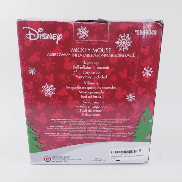 Gemmy Inflatable 3.5' Mickey Mouse with Santa Beard Disney Holiday Decor - Picture 4 of 7